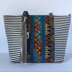 NWT Aztec Print with Navy/White Stripes & Tassel